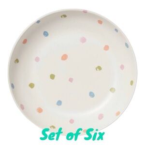 NEW Set of 6 Threshold Bamboo Melamine • BPA FREE • 41 oz Dinner Bowl • Art Dots